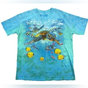 Liquid Blue Sea Turtle AOP T-Shirt Men's XL Blue Tie Dye Vintage Y2K Ocean